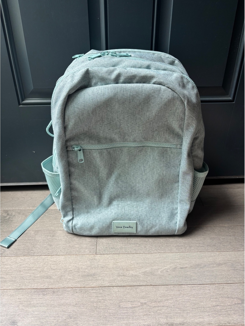 Light green Vera Bradley large backpack travel zip pockets unisex adult school